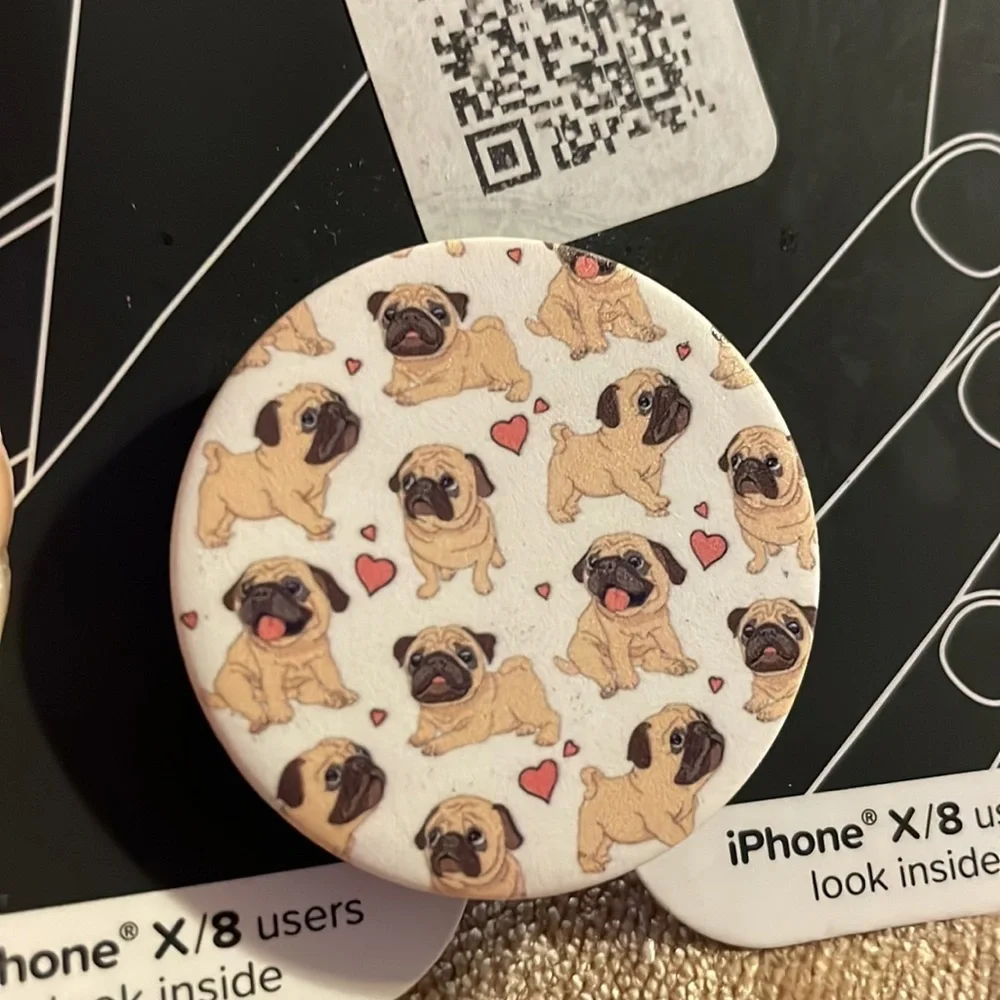 NWT- Pug Puppy Pop Sockets (fits any brand cellphone)